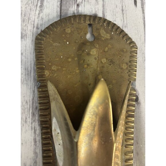 Vintage Brass Ornate Decorative Pineapple Wall Pocket Sconce Vintage Brass - Picture 3 of 12